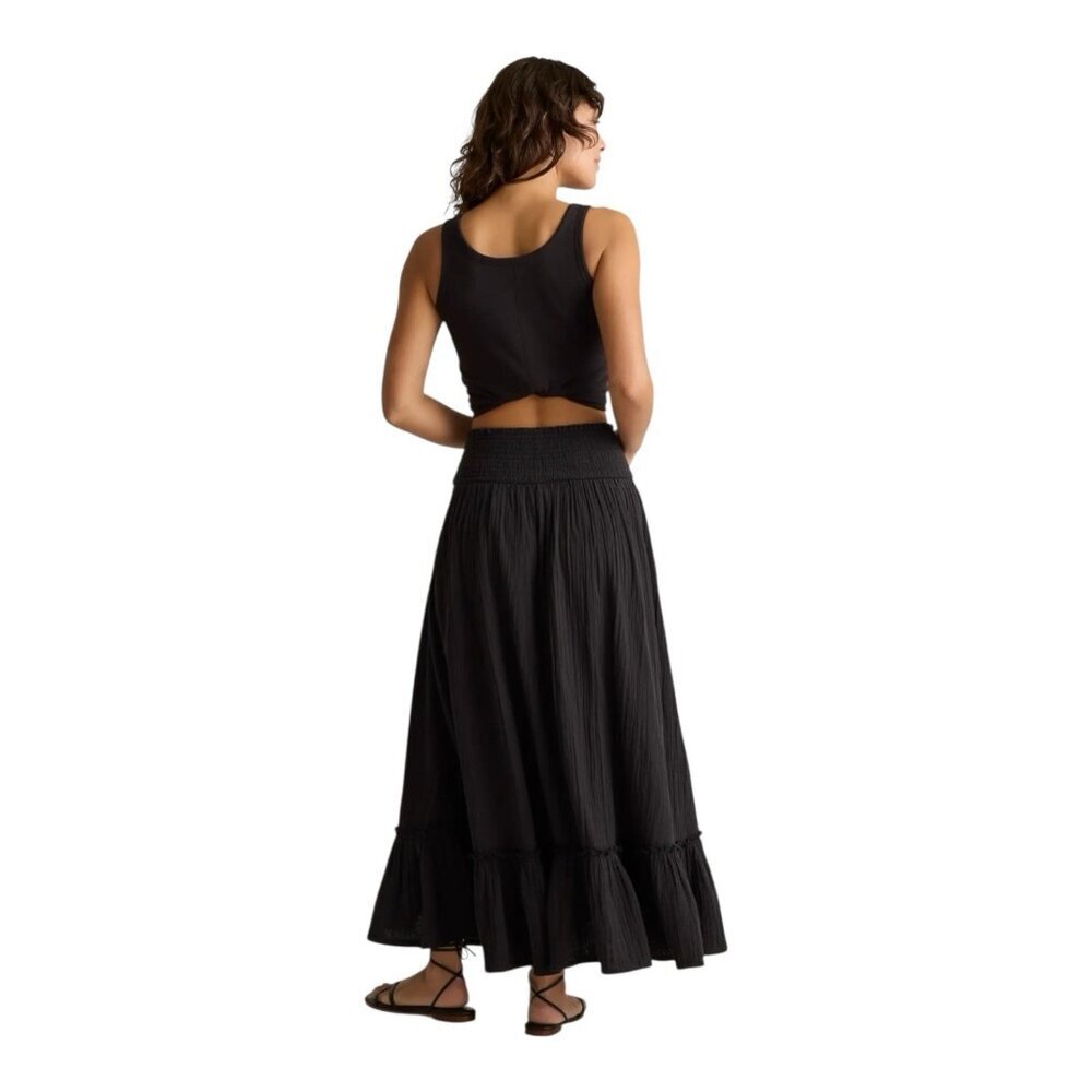 Quince Black Maxi Skirt with Smocked Waist - Picture 3 of 10